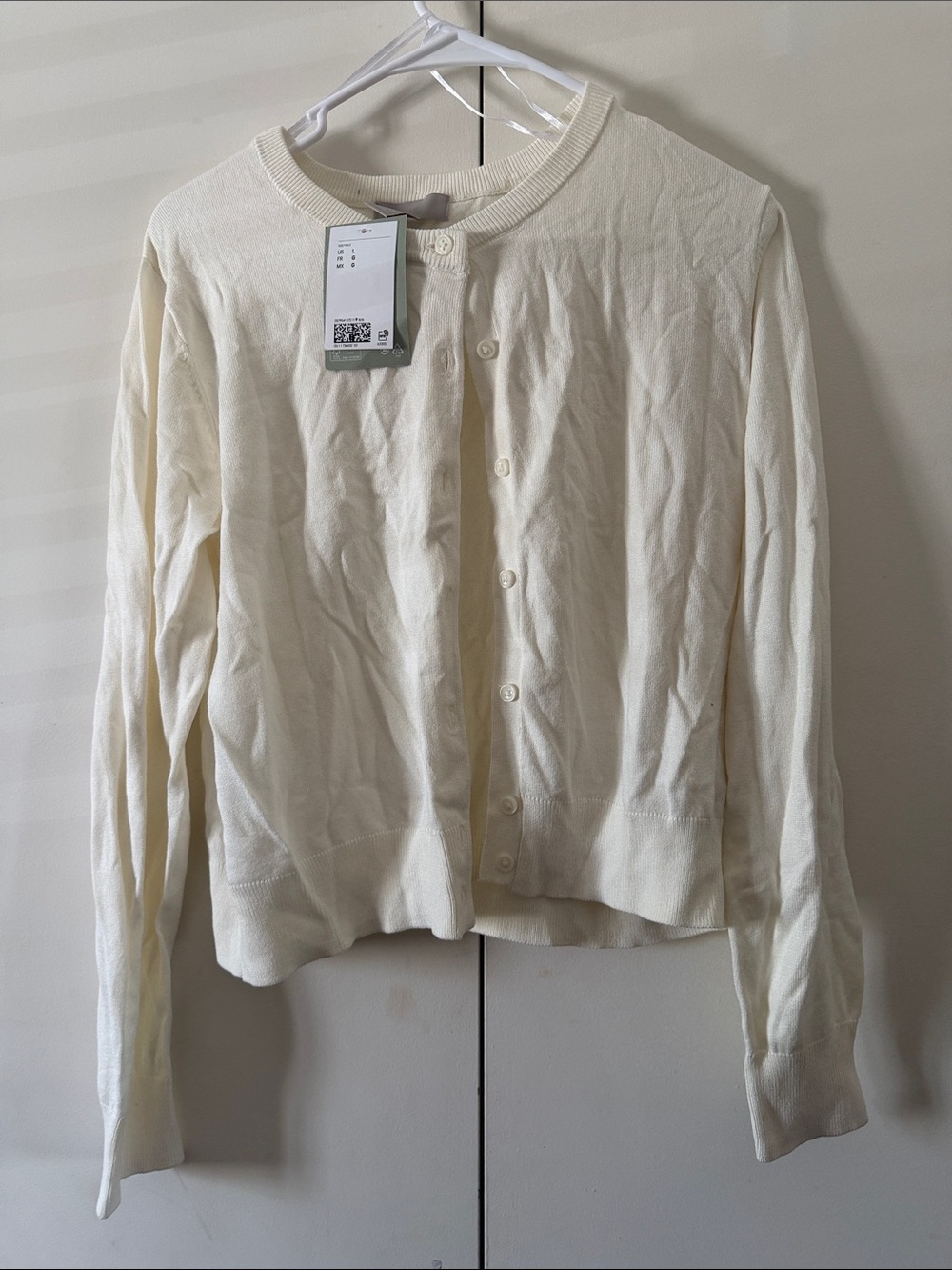 H&M Cream Button-Up Knit Cardigan